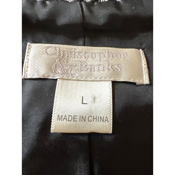 Christopher & Banks Vest Large Woven Toggle Buttons Black White - Picture 4 of 6